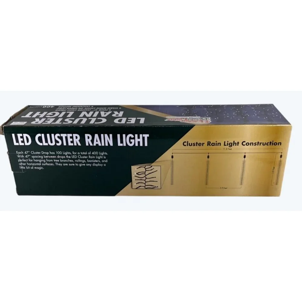 NIB Holiday Bright Lights 400 LED Cascading Cluster Rain Light Set
